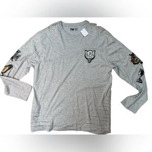 Sz 2Xl embroidery long sleeve gray